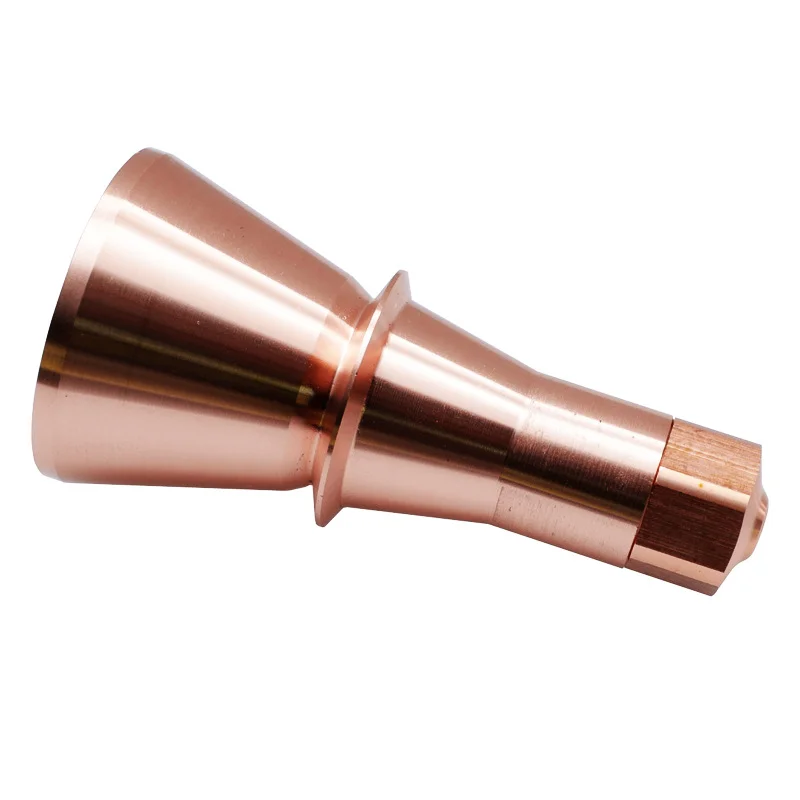 CNC turned copper cone with a stepped shank