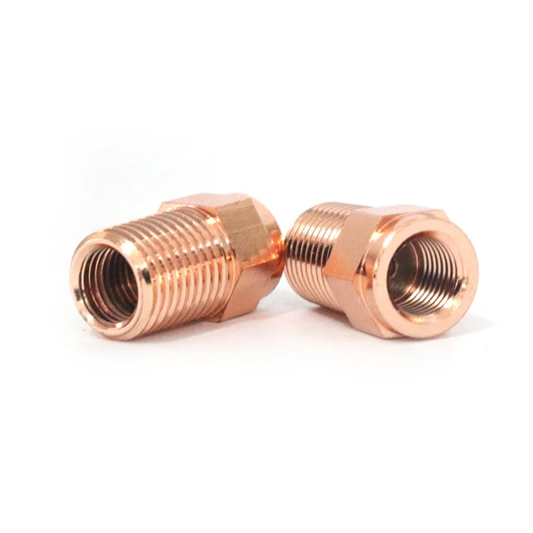 Turned copper hex fittings with male threads
