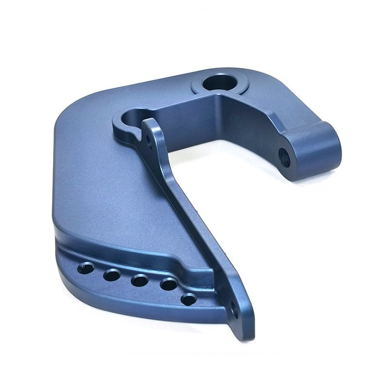 CNC machined aluminium lever with a blue Type II anodised finish