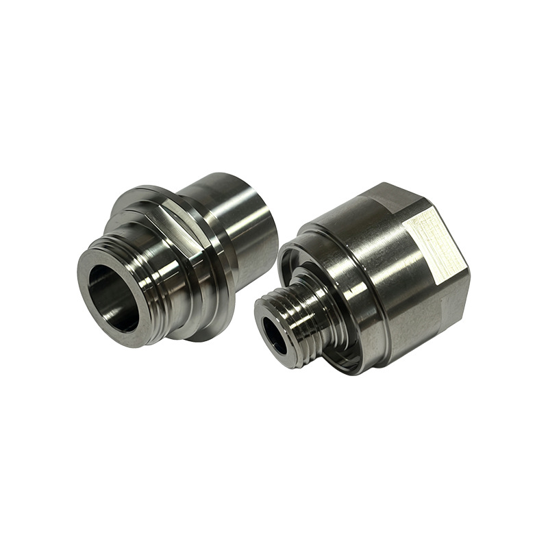 CNC machined stainless steel busbar connectors with stepped threads, machined by GY Machining