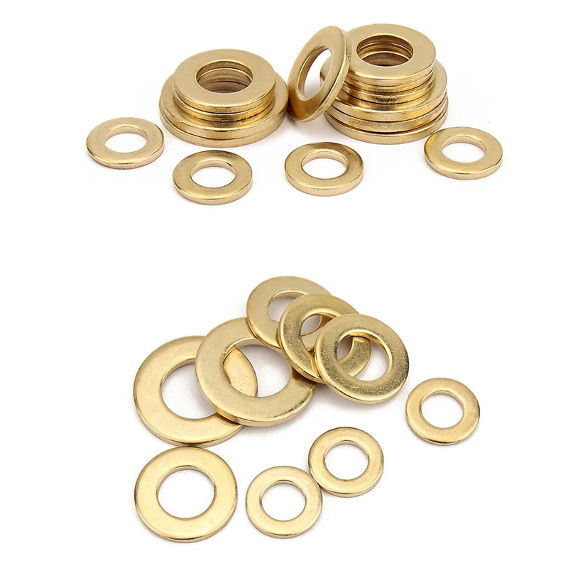 Machined brass washers in assorted diameters and thicknesses for knife pivots