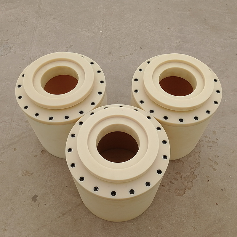 CNC machined nylon flanged sleeves with bolt circles