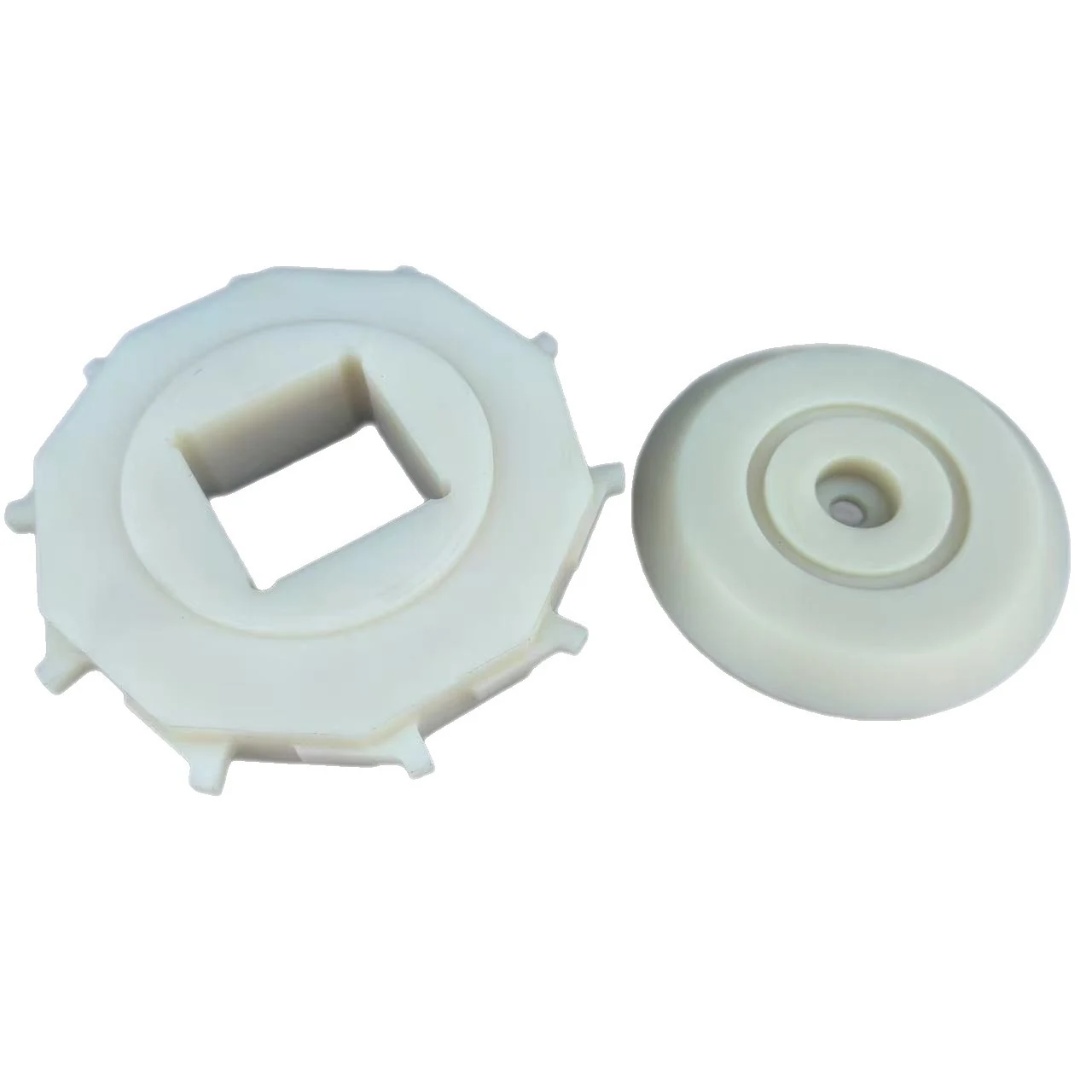 CNC machined natural white nylon flange ring and roller