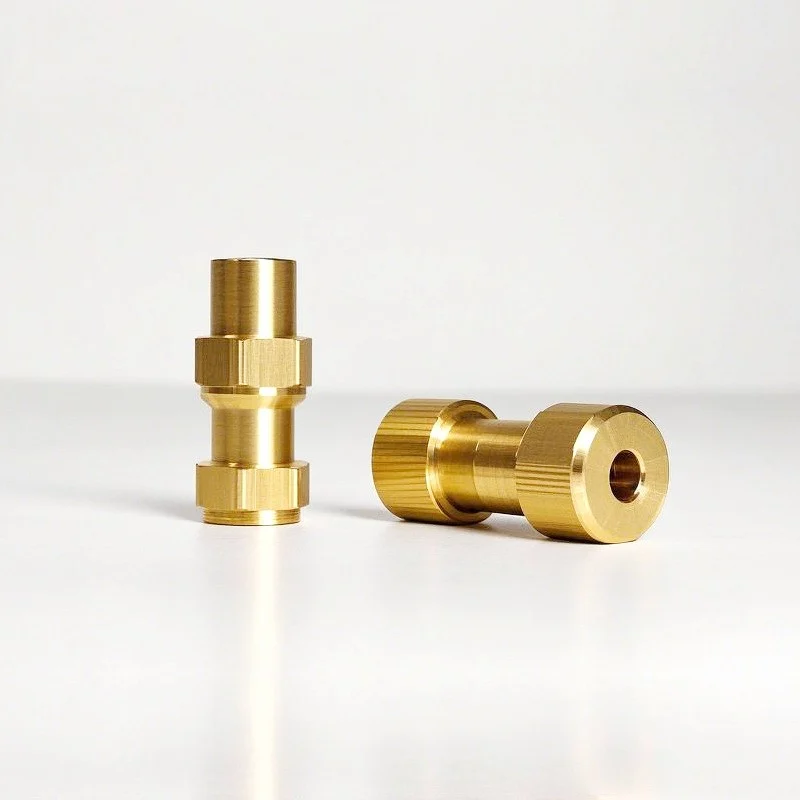 CNC turned brass double ended bushings with a through bore
