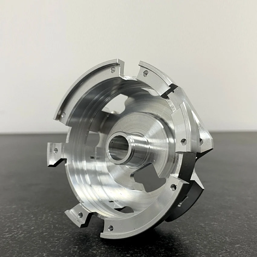 Turned and milled aluminium hub with mounting tabs – GY Machining