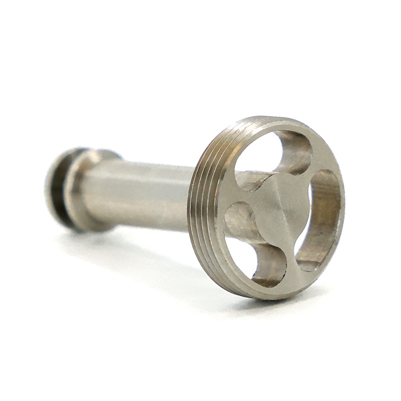 Turned stainless pin with a threaded three-spoke head and O-ring groove