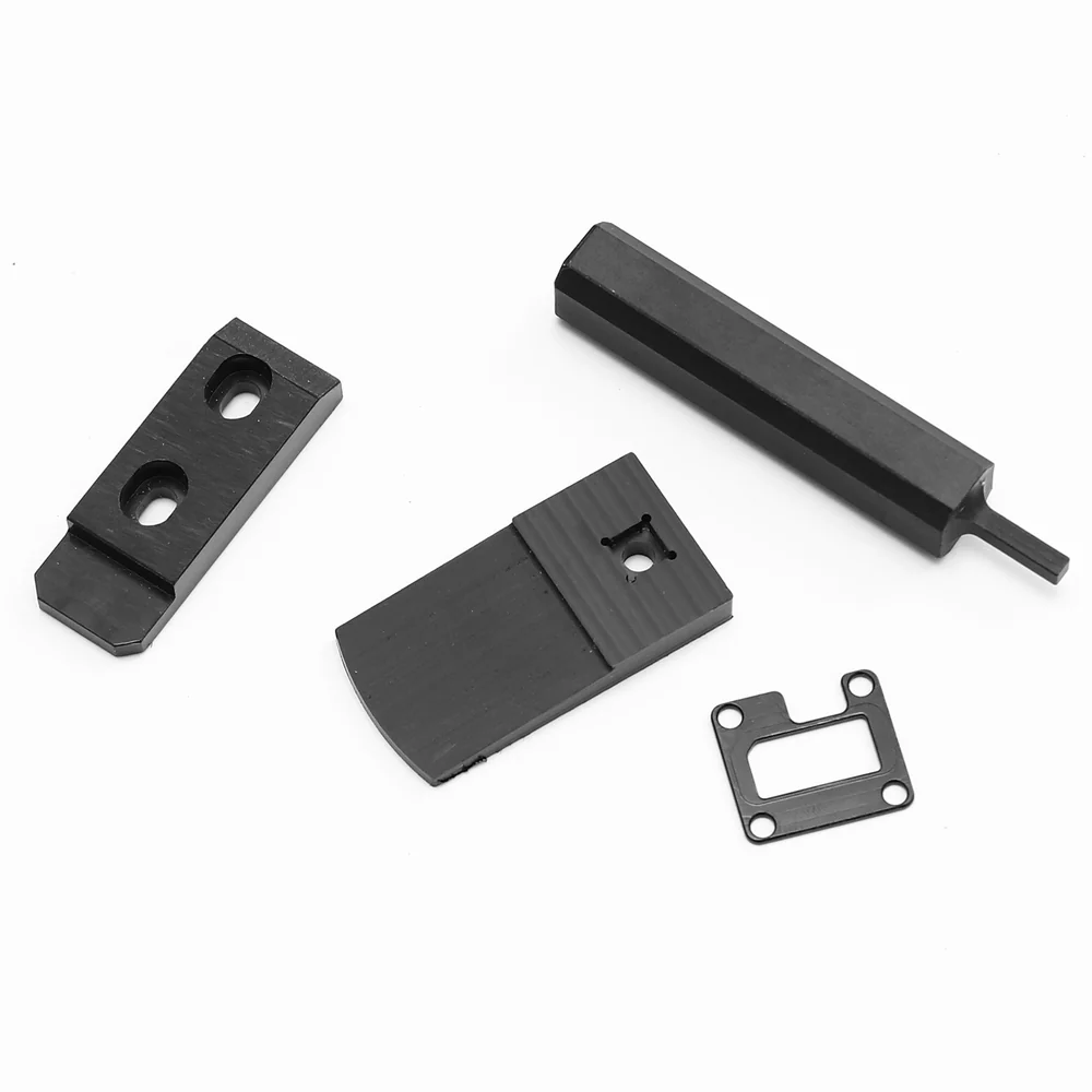 Small machined blocks, a ribbed pad, a hex bar and a thin frame – GY Machining