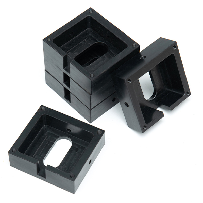 CNC machined POM frame blocks with a slotted cavity