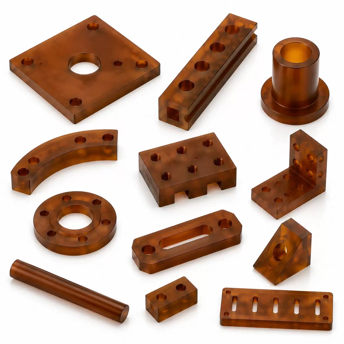 CNC machined Ultem plates, blocks and flanges