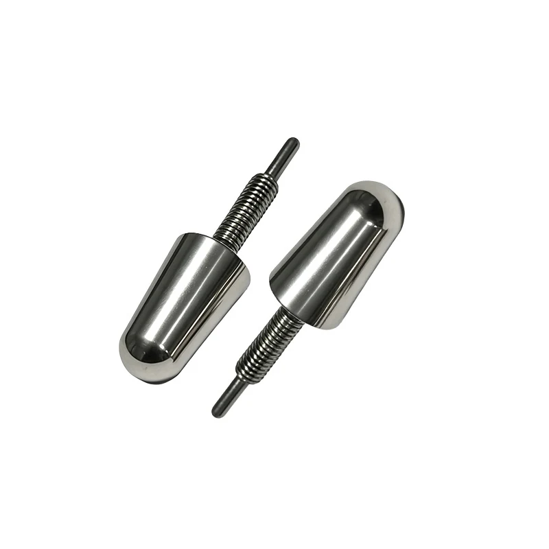 Pair of polished turned stainless steel plungers with compression springs and ground pins